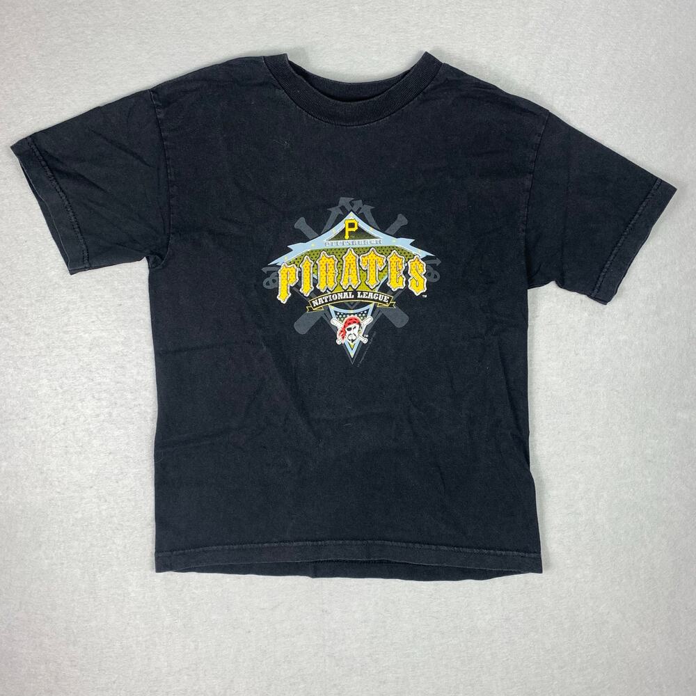 Pittsburgh Pirates Shirt Youth M Black Graphic CSA Tag MLB Vintage Style Tee